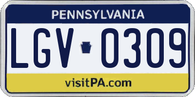 PA license plate LGV0309