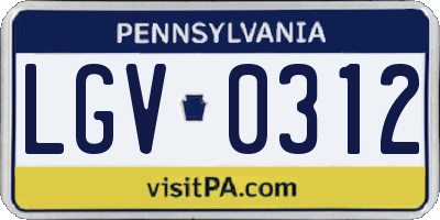 PA license plate LGV0312