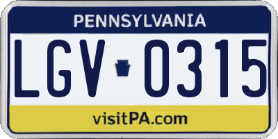 PA license plate LGV0315