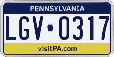PA license plate LGV0317