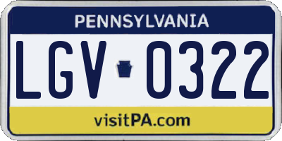 PA license plate LGV0322