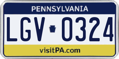 PA license plate LGV0324