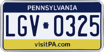 PA license plate LGV0325