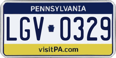 PA license plate LGV0329