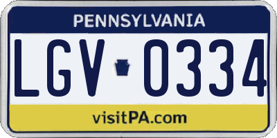 PA license plate LGV0334