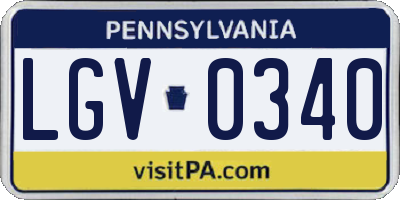 PA license plate LGV0340
