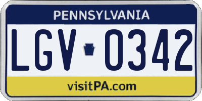 PA license plate LGV0342