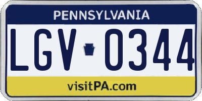 PA license plate LGV0344