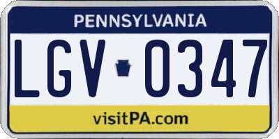 PA license plate LGV0347