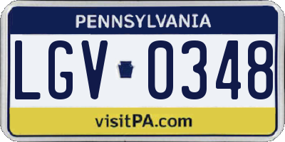 PA license plate LGV0348