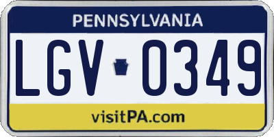 PA license plate LGV0349