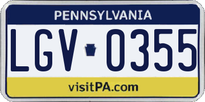 PA license plate LGV0355