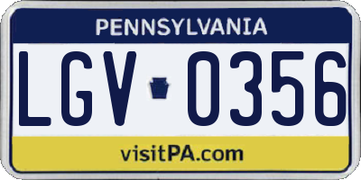 PA license plate LGV0356