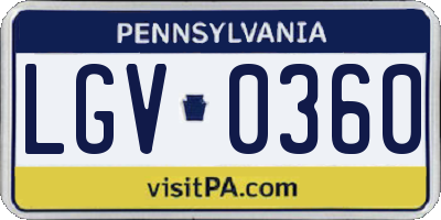 PA license plate LGV0360