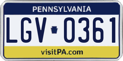 PA license plate LGV0361