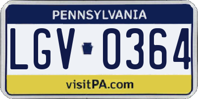 PA license plate LGV0364