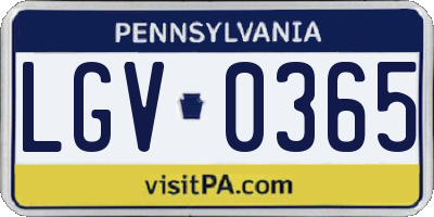 PA license plate LGV0365