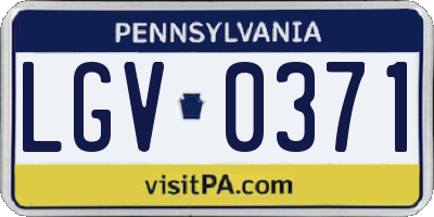 PA license plate LGV0371