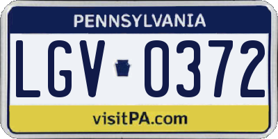 PA license plate LGV0372
