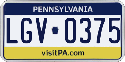 PA license plate LGV0375