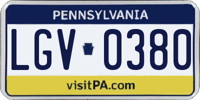 PA license plate LGV0380