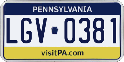 PA license plate LGV0381