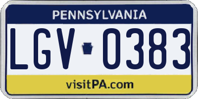 PA license plate LGV0383