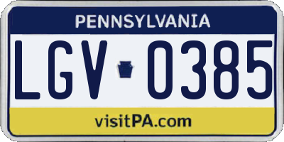 PA license plate LGV0385