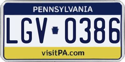 PA license plate LGV0386