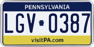 PA license plate LGV0387