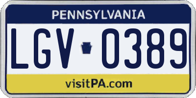 PA license plate LGV0389