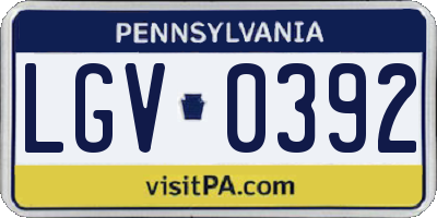 PA license plate LGV0392