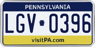 PA license plate LGV0396