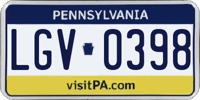 PA license plate LGV0398