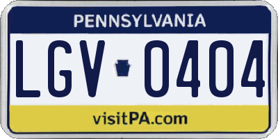 PA license plate LGV0404