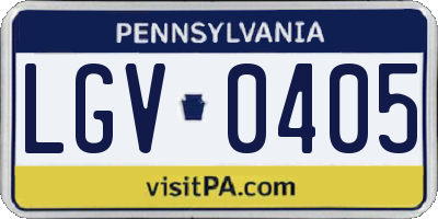 PA license plate LGV0405