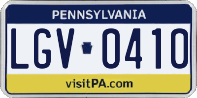 PA license plate LGV0410