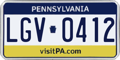PA license plate LGV0412
