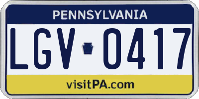 PA license plate LGV0417