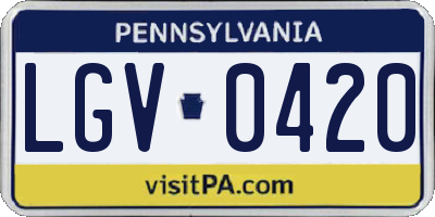 PA license plate LGV0420