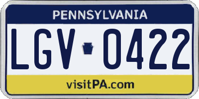 PA license plate LGV0422