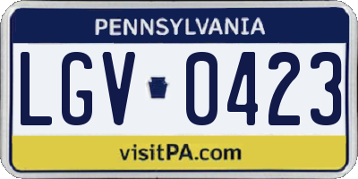 PA license plate LGV0423