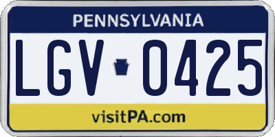 PA license plate LGV0425