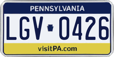 PA license plate LGV0426