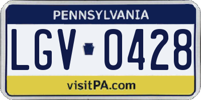 PA license plate LGV0428