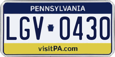 PA license plate LGV0430
