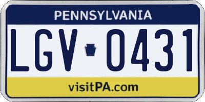 PA license plate LGV0431
