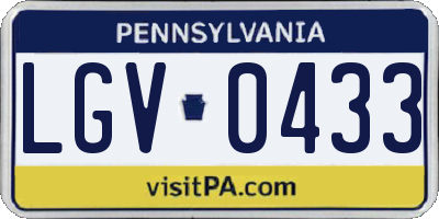 PA license plate LGV0433