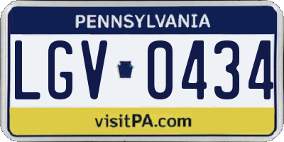 PA license plate LGV0434