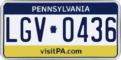 PA license plate LGV0436